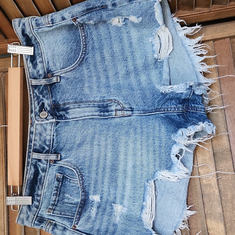 PacSun Raw Hem Cut Off Shorts High Rise Denim Frayed Cotton Distressed